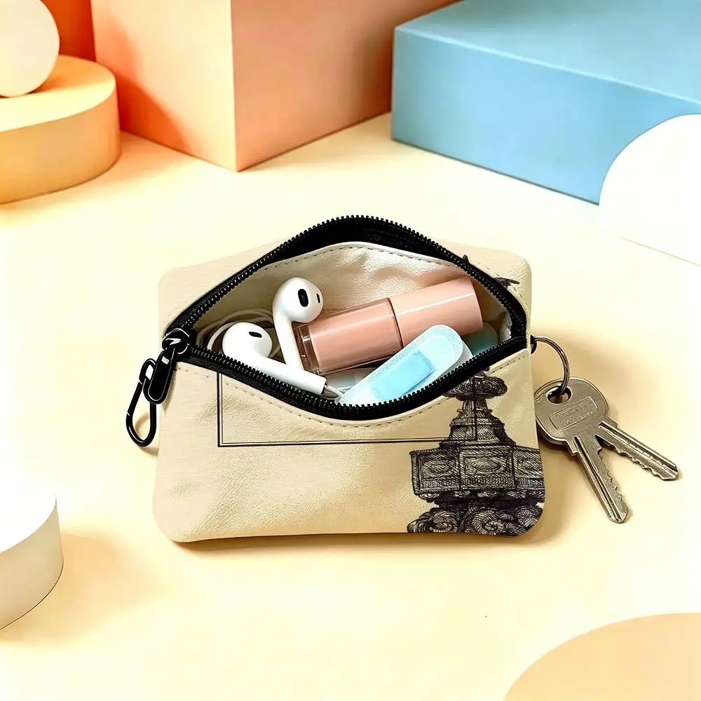 J-Jo M-Malone LOGO Fashion Mini Oxford Cloth Coin Purse With Carabiner Hook Portable Key Card Wallet Small Zipper Storage Pouch