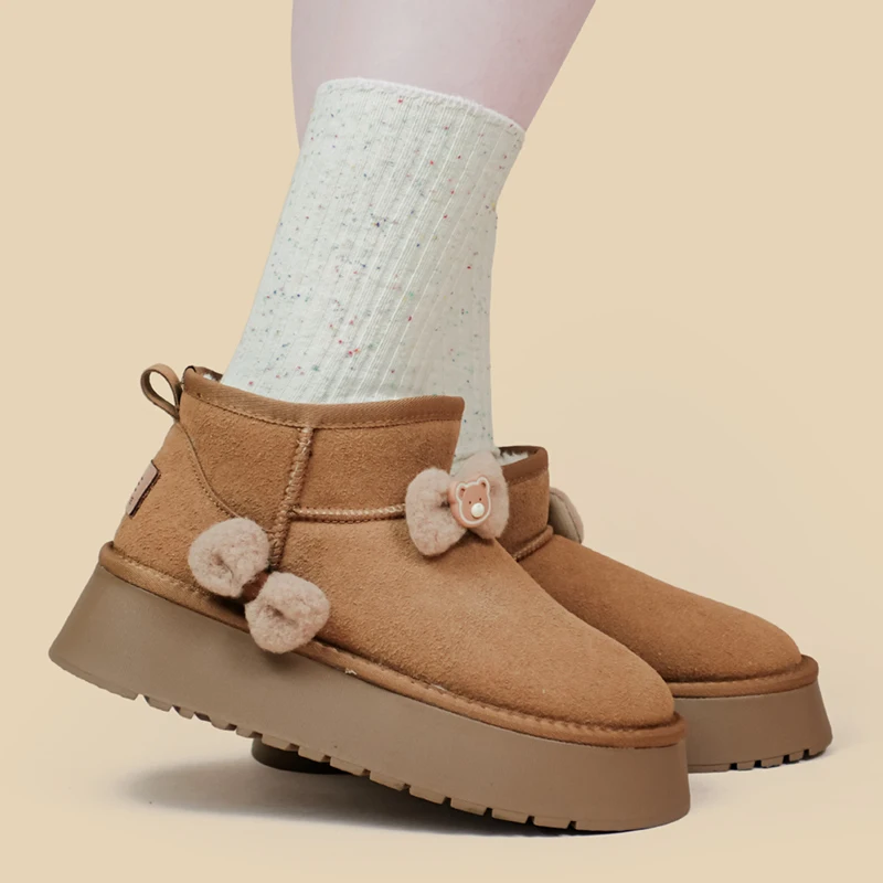 Amy and Michael-Botines de nieve para mujer, botas gruesas con relleno de algodón y felpa, para estudiantes, Kawaii, para mantener el calor, novedad de invierno