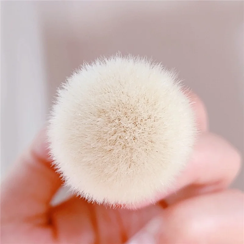 Luxury Ebony Wood Round Cheek Makeup Brush - Super Soft Saikoho Goat Brisltes Powder Blush Cosmetics Brush Tool