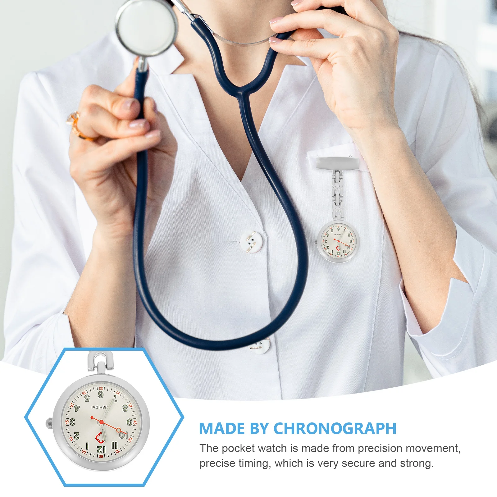 

Luminous Pocket Watch For Women Glow In The Dark Nurse Doctor Alloy Hanging Mute Watch Buckle Design Chest Decor