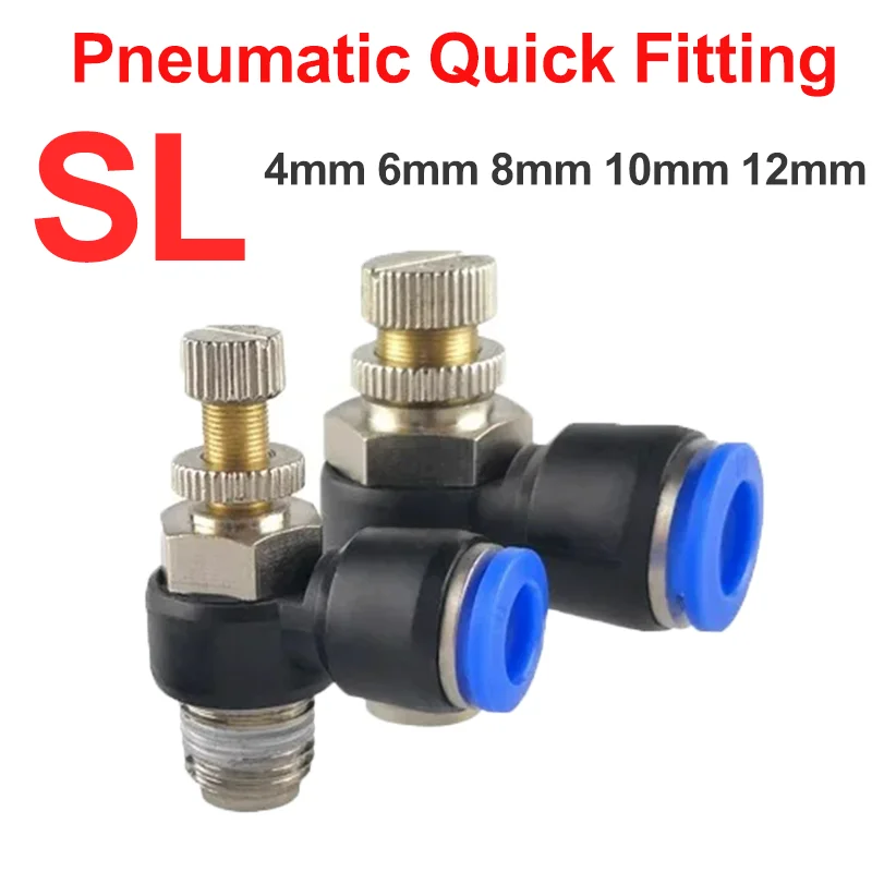 20/50/100PCS SL Pneumatic Fitting 4/6/8/10/12mm Series Pneumatic Throttle Speed Control Valve External Thread Cylinder Throttle