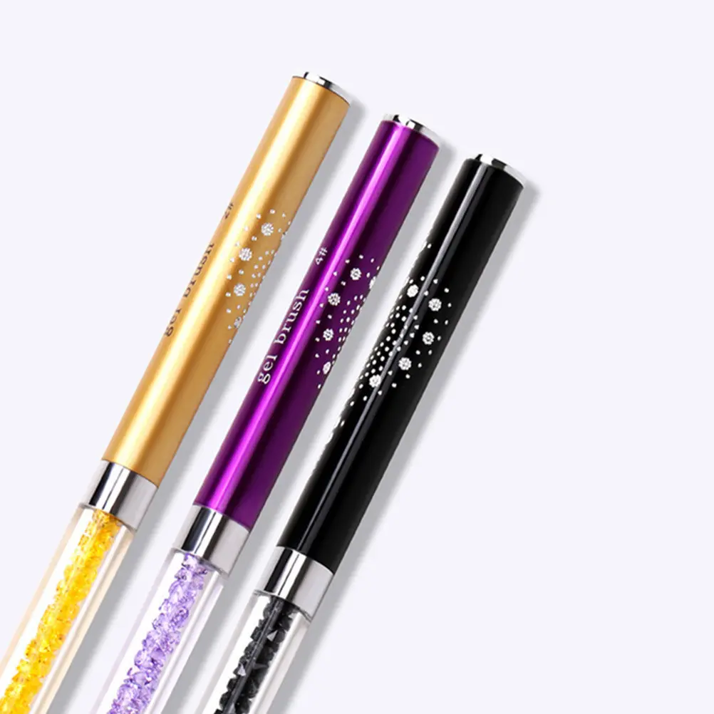 

3Pcs Nail Art Pen Brush Double-Headed Portable Crystal DIY Manicure Tool Yellow Purple Black Perfect for Home Use