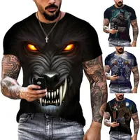 Summer  Werewolf Vampire 3D Printing Men's Short-sleeved T-shirt Animal Wolf Unisex Casual Round Neck T-shirt Men's Clothing