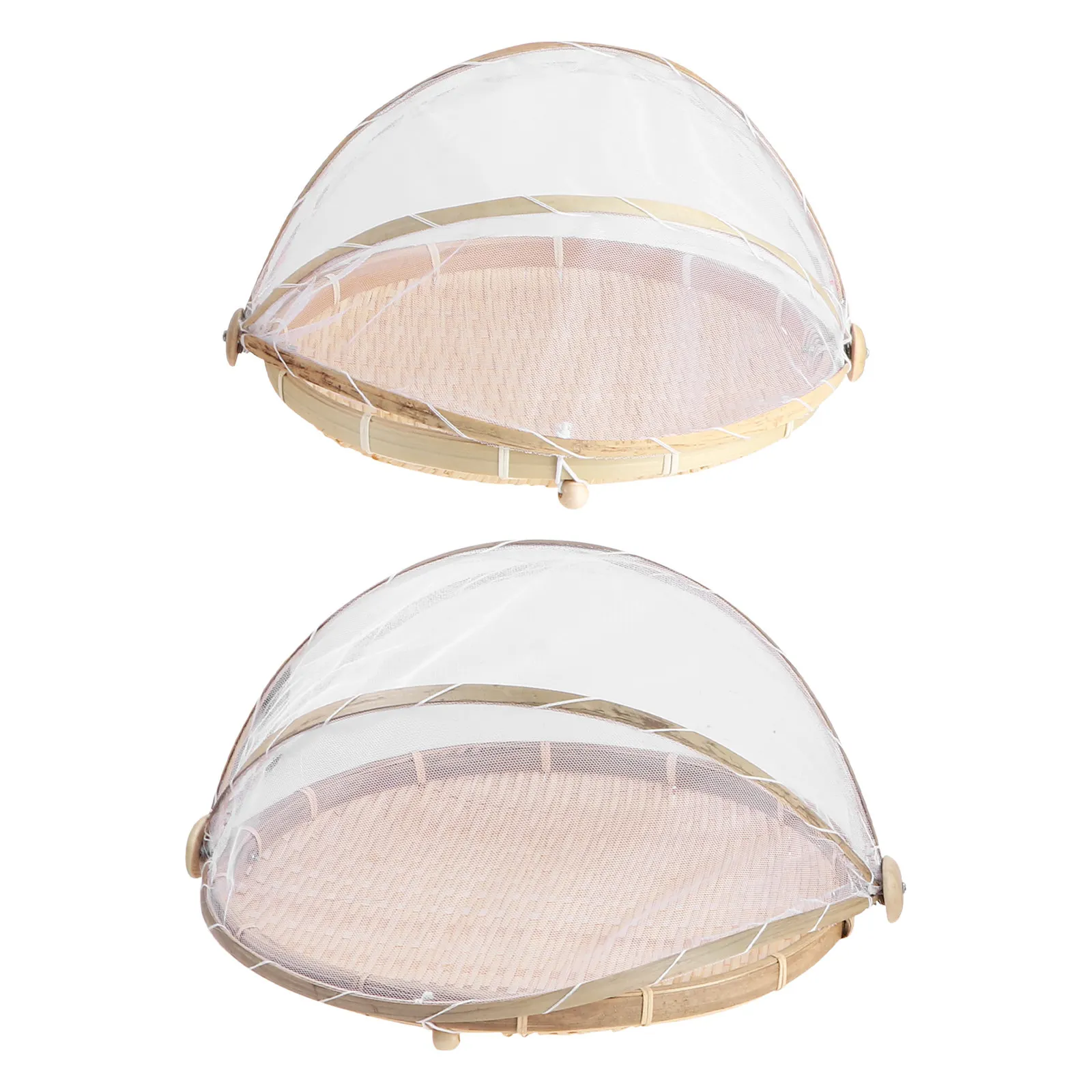 

2Pcs Bamboo Woven Basket Long Lasting Household Storage Basket Kitchen Steamed Bread Round Dustpan Bamboo Sieve