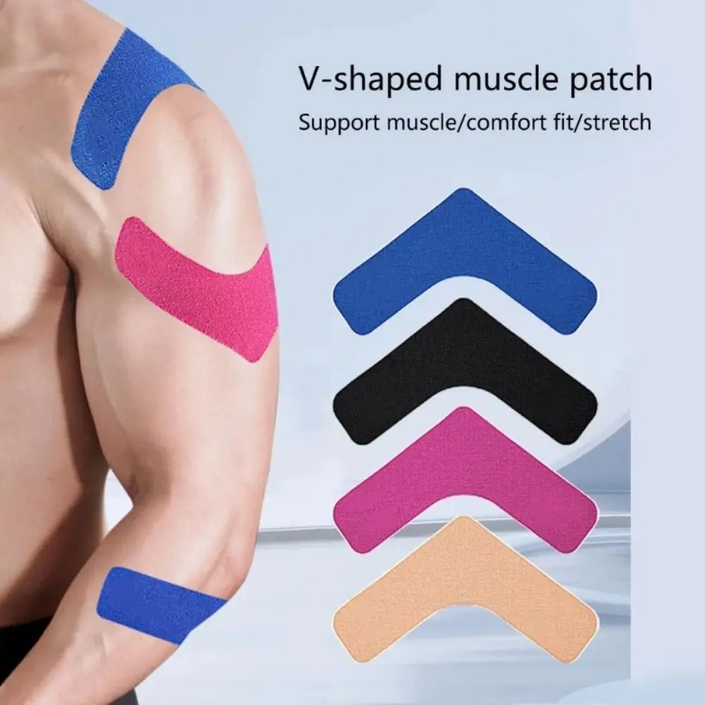 10pcs V-Shaped Kinesiology Tape Elastic Fabric Self-adhesive V-Shaped Muscle Patch Multiple colors Multiple uses