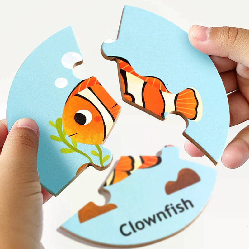 원형 퍼즐, 조기 교육용 동물 짝 맞추기 퍼즐, 인터랙티브 집중력 논리 훈련, 보드 게임 장난감, 생일 선물