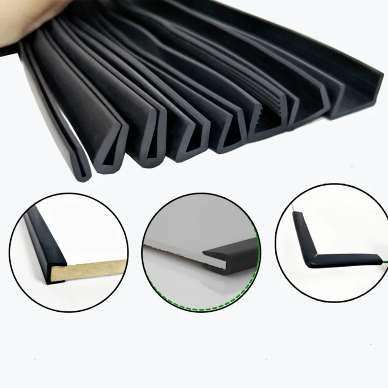 1/5M Black Rubber Edging Sealing Strip U-Shaped Section Seal Edge Shield For Glass Steel Plate Strips