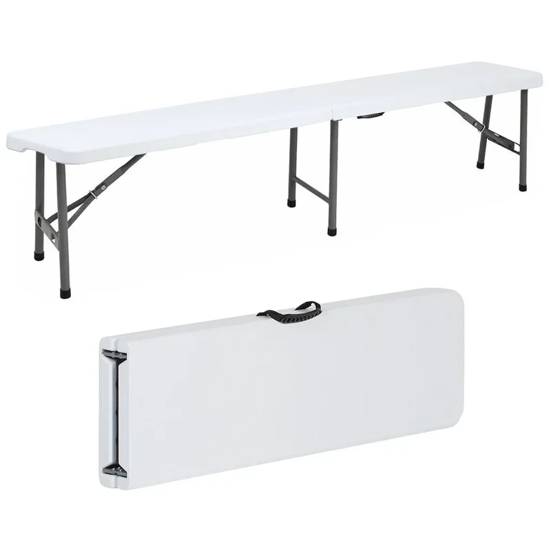 6 ft Plastic Folding Bench Portable Indoor Outdoor Bench,  White outdoor bench  garden bench outdoor