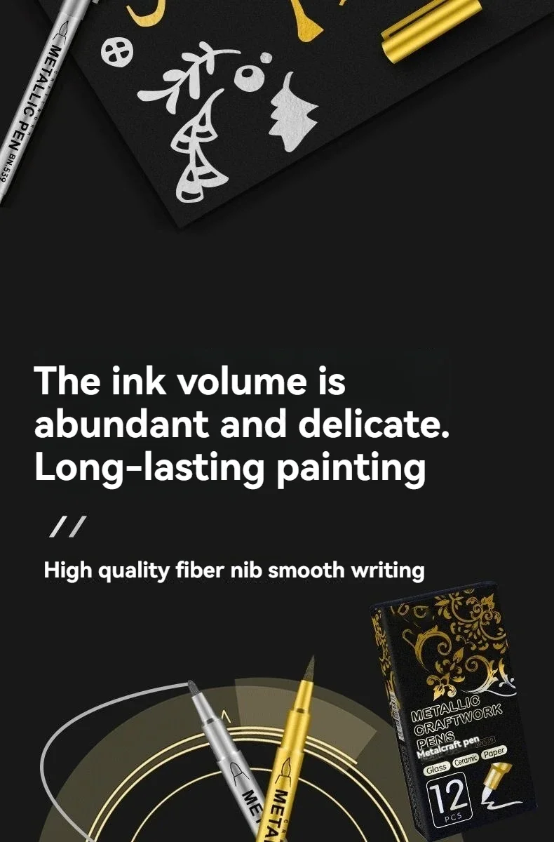 1/10/50 Stück Kunst-Schreibset Gold Silber Weiß Metallic Farbstift-Set Pinselspitzen-Marker Acrylfarben-Marker Schreibwaren – Detail 11