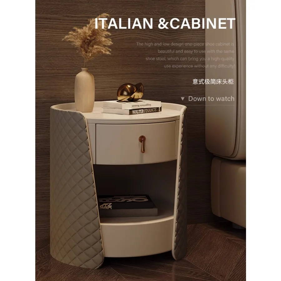 

Round Rock Slab Italian Style Bedside Table Multifunction Bedside Table With Drawers Luxury Design Mesitas De Noche Furniture