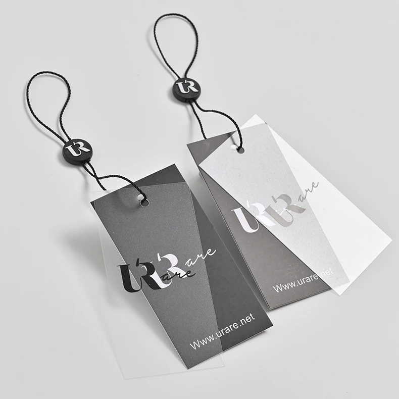 

Custom Printed Transparent PVC Apparel Tags, Luxury Tag Sets with Paper Apparel Tags， Clothing price tag
