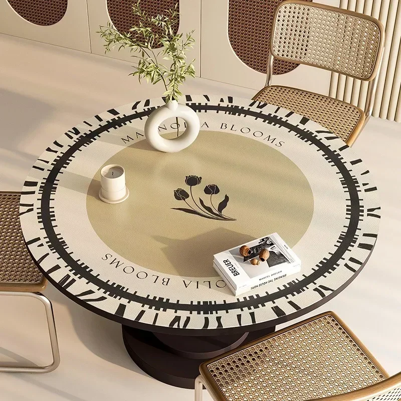 Round PVC Tablecloth Leather Waterproof Oil-proof Dining Table Mat Japanese Minimalist Style Home Decoration Tablecloths 식탁보