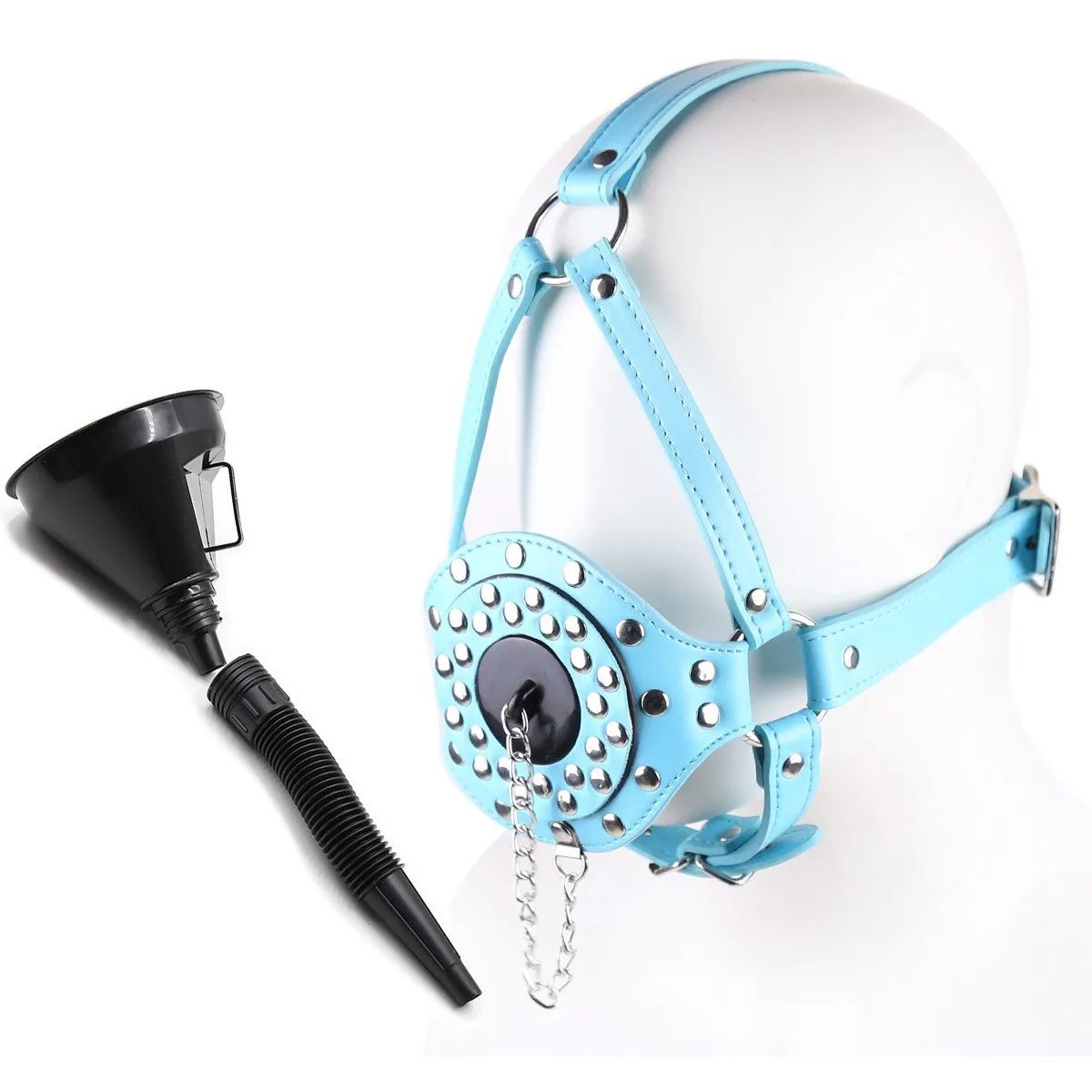 VaHppy Gag Mouth Plug Belt Head Covering Face Masks SM BDSM Sex Toys Drinking Funnel Couple Games Bondage