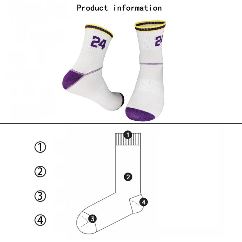 Kids and Adult Breathable Basketball Socks with Numbers Light Quick Dry Fit Sports Socks Players Fans Gift Socks for Children