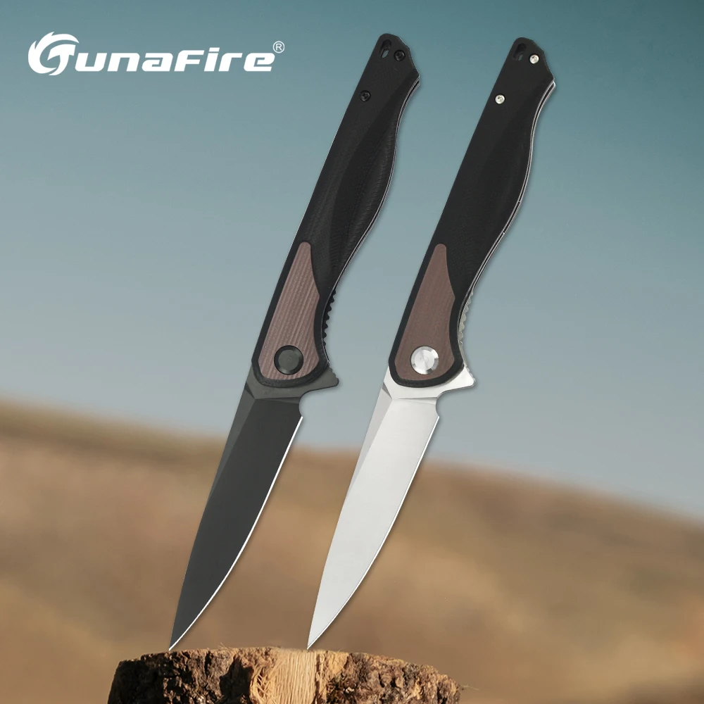 GT-T0035 Folding Knife stone wash D2 Steel V blade two-tone G10 Handle EDC Outdoor Fishing Pocket Knives