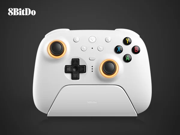 وحدة تحكم لاسلكية 8BitDo Ultimate 2، لوحة ألعاب بلوتوث/USB/2.4G مع عصا تحكم TMR، قاعدة شحن للكمبيوتر الشخصي، Windows 10,11، Android