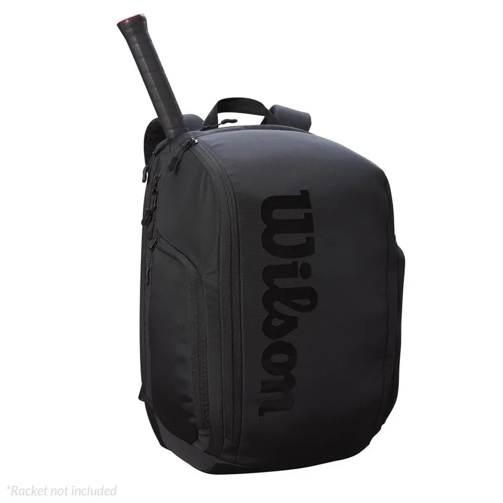 Wilson Roger Federer Bolsa de tenis negra Pro Staff V13 Super Tour Team Mochila de tenis para 2 raquetas con compartimentos de aislamiento