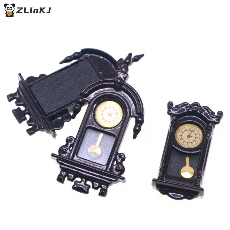 ▶ 1/12 دمية خمر محاكاة ساعة حائط نموذج دمية ساعة المنزل غرفة المعيشة ديكور لعبة دمى منزل المشهد الصغير الملحقات