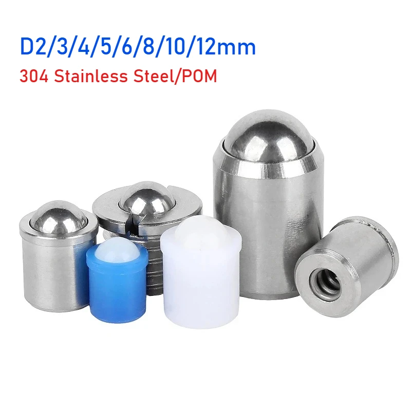 Peijian D2/3/4/5/6/8/10/12mm SUS304 Stainless Steel/pom Straight Type Push Fit Ball Plunger Spring Plunger With Collar And Ball