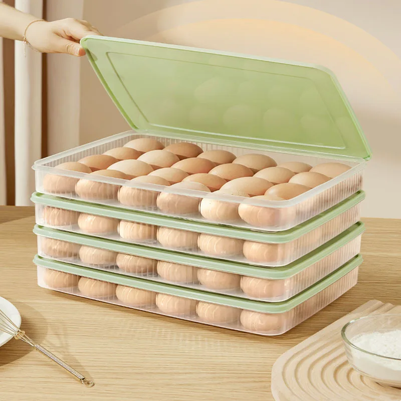 24 Grids Refrigerator Egg Storage Box Kitchen Refrigerator Household Preservation Plastic Dumpling Fresh-keeping Case Holder