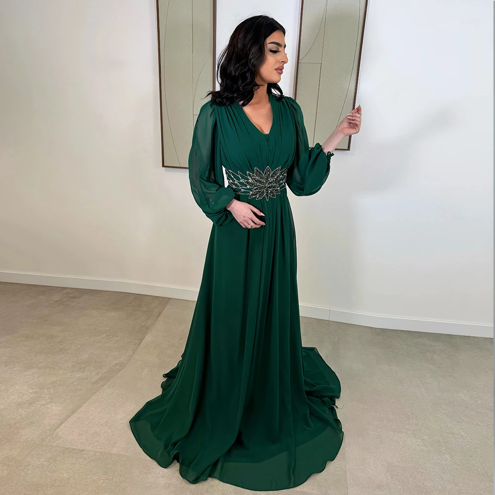 

Платье для матери невесты с индивидуальной аппликацией, шифоновое платье подружки невесты на свадьбу, современные вечерние платья с v-образным вырезом и длинными рукавами