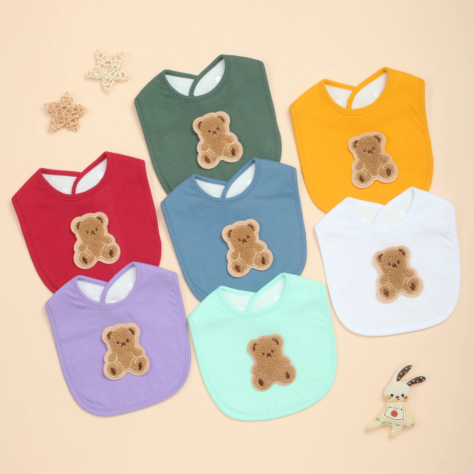 

7P Супермягкие детские нагрудники, впитывающий нагрудник для прорезывания зубов, слюнотечения и кормления, многоцветный набор