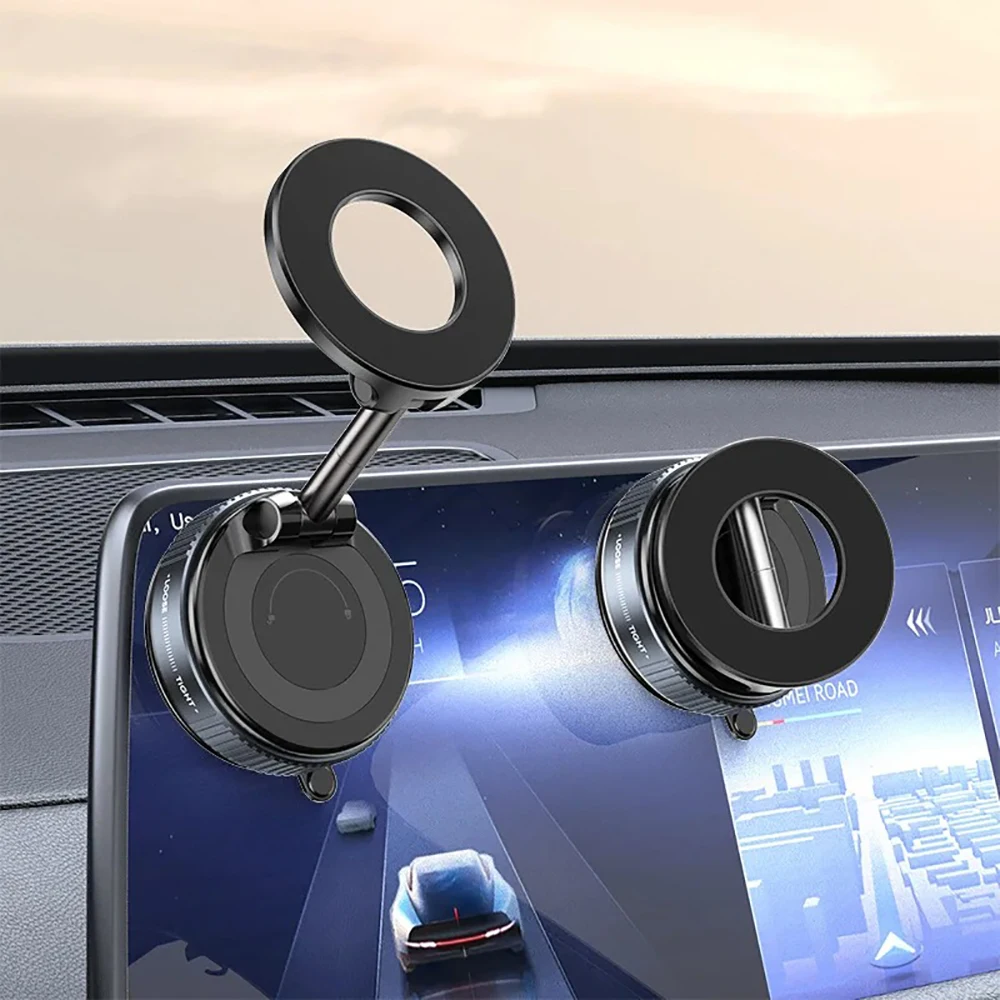 

Vacuum Suction Car Phone Holder Foldable Magnetic Mount 360° Rotatable Strong Adsorption Dashboard Stand Stable Car Mount