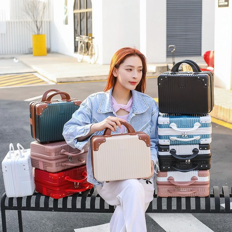 2026 New 14inch Makeup Case, Korean Cosmetic Box, Travel Organizer with Lock, Gift Bag, Carry On Trolley with Combination Lock