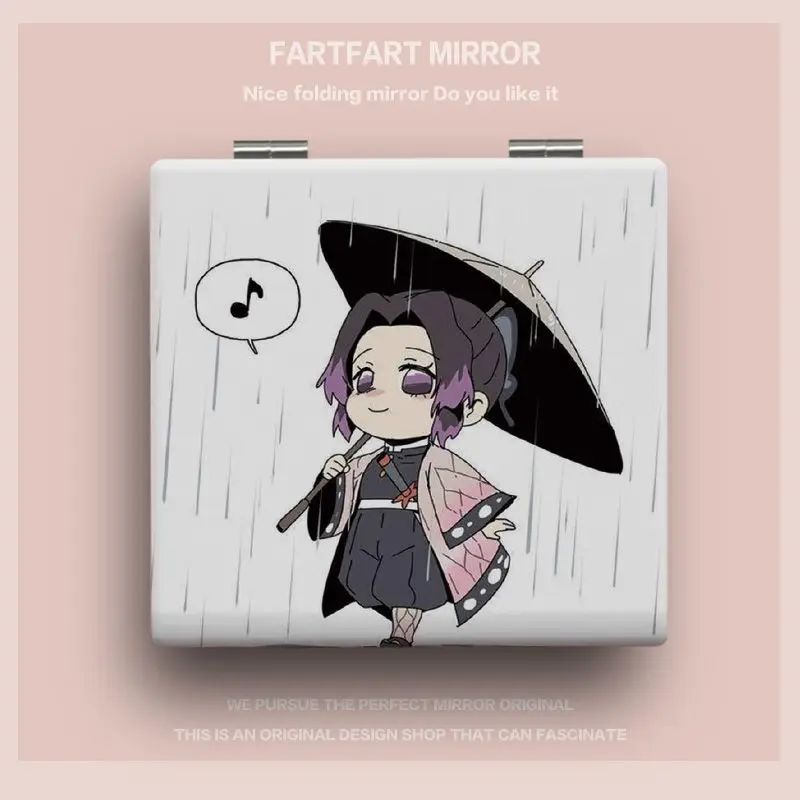 Nieuwe Demon Slayer Anime Cartoon Midouzi Tanjiro Mini Opvouwbare Kleine Spiegel Tweedimensionale Handheld Cosmetische Spiegel Gift Groothandel