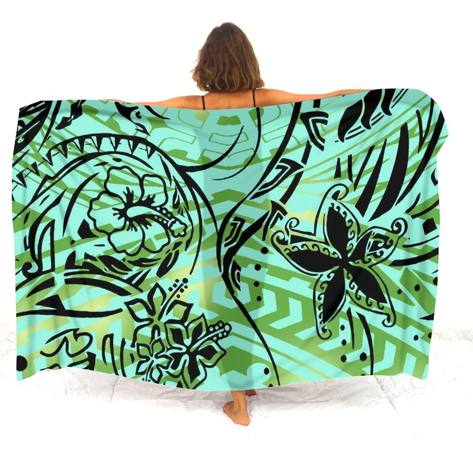 Summer Ladies Sarong Seaside Apron Custom Polynesian Print One-Piece Apron Floral Print Hawaiian Islands