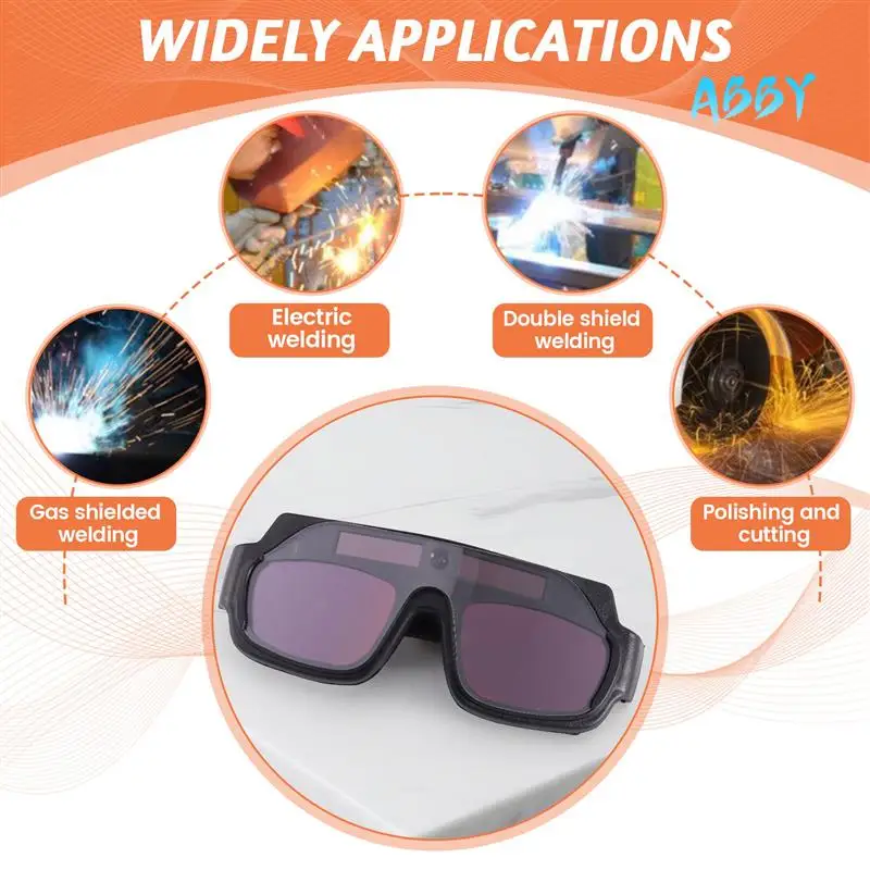 

ABBY-Auto Darkening Welding Goggles Anti-Scratch Large View Welder Glasses For Plasma Cut With 10 Pcs Lenses