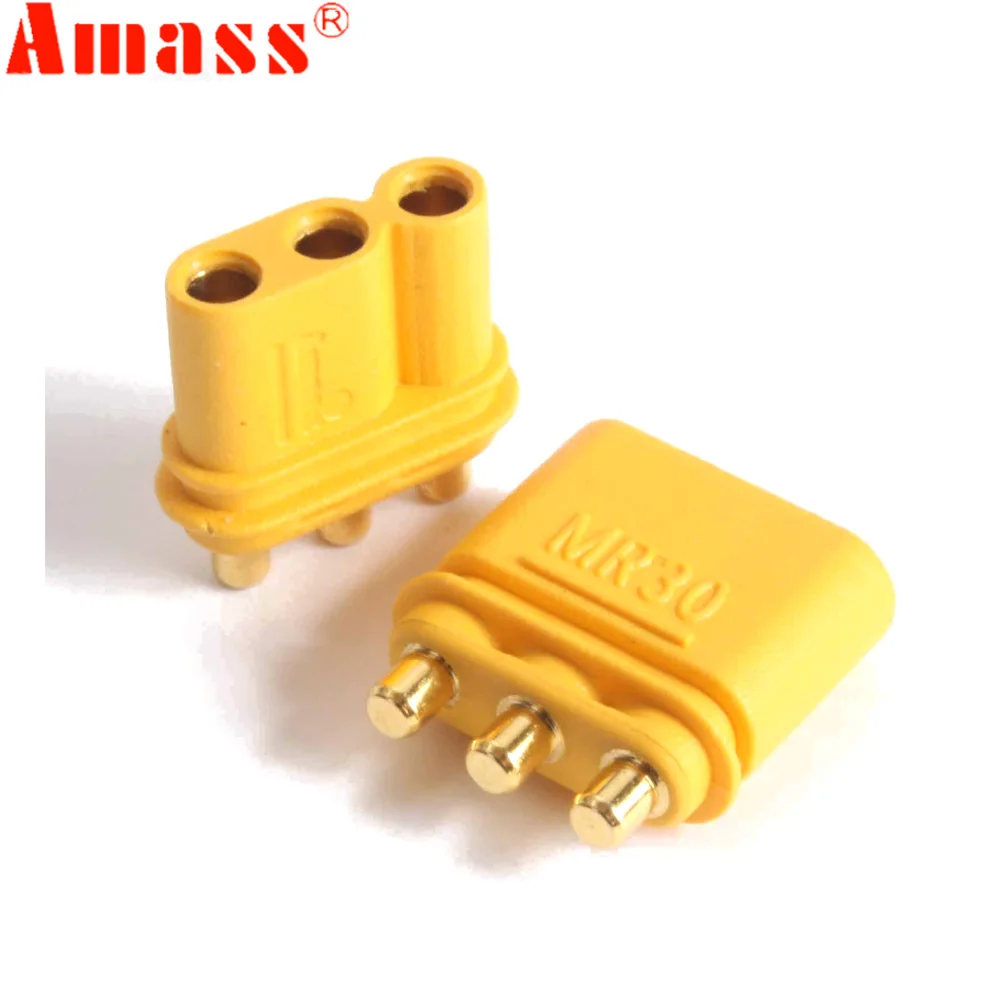 Amass – connecteur femelle/mâle en laiton plaqué or, prise pour PCB, 3 cœurs, version MR30-FB MR30-MB RC, batterie Lipo, MR30PB 30A-40A