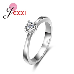 Weddding Bijoux Rings Simple Elegant Design Silver Color CZ Engagement Rings For Women