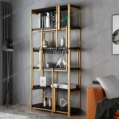 Bibliothèque moderne, présentoir de salon, vitrine en métal en acier inoxydable, étagère de sol de bureau