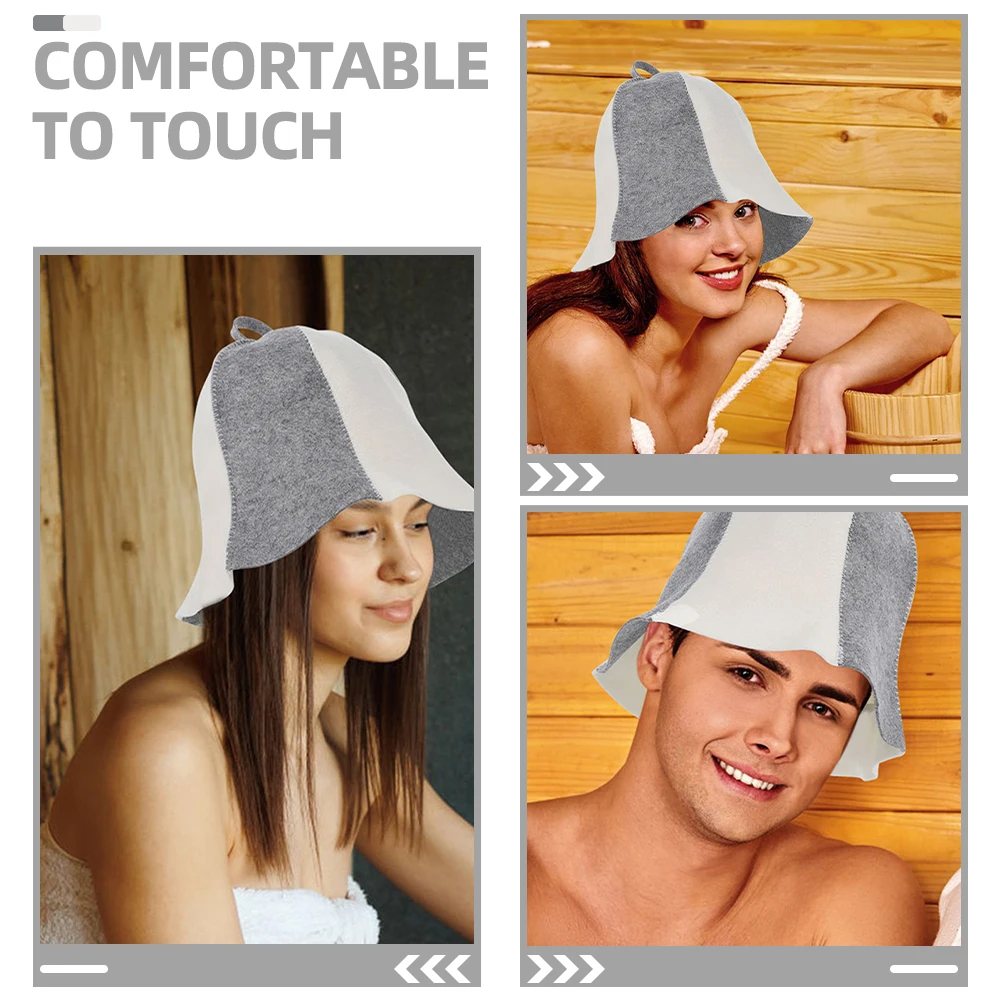 

6 Pcs Sauna Hat Felt Material Lightweight Comfortable Spa Bath Shower Accessories Black White Portable Storage