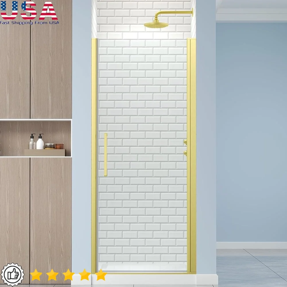 

Frameless Pivot Shower Door 6mm Tempered Glass Adjustable Width Magnetic Seal Easy Installation Walk In Bathroom Door