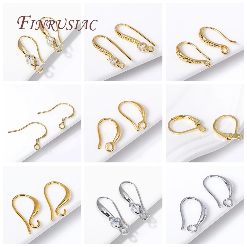 18K Gold Plated Earrings Hooks with Pearl Ear Wire Mounting DIY Pearls Earring Findings