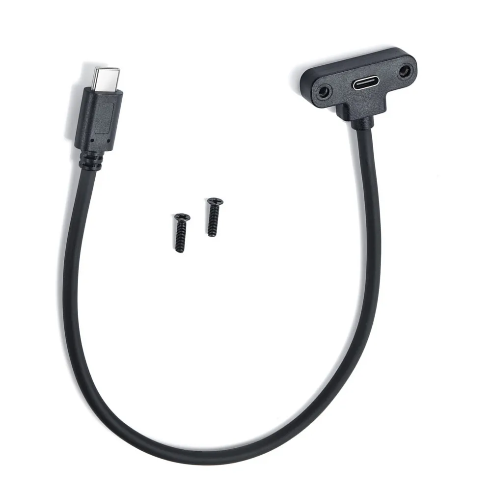 type-c USB 90 ° angle Male  to Female Extension Panel Mount Type Cable Charge Cord,1Feet Black (type-c  M/F)  0.3M