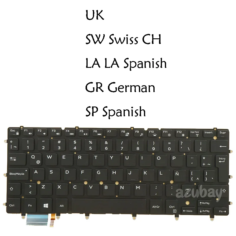 

Клавиатура ноутбука Dell XPS Inspiron 13 7000 2-в-1, 7348 2-в-1, 7353 2-в-1, 7359 2-в-1 Swiss CH, немецкая QWERTZ UK LA Испанская