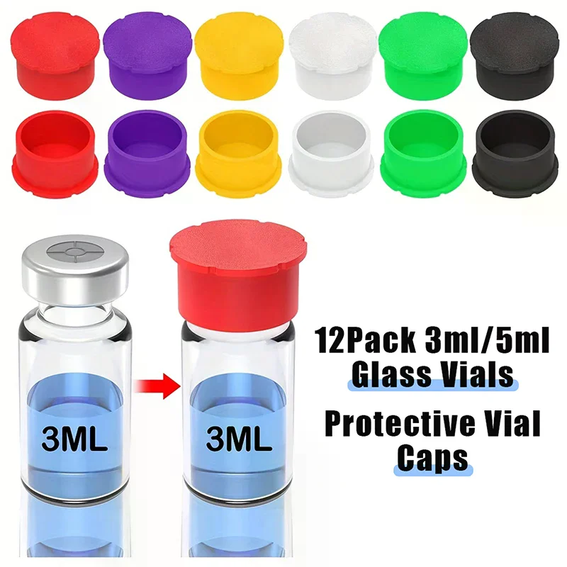 

12 шт. съемные крышки для бутылок инсулина 3 мл/5 мл, стеклянные флаконы, герметичные пылезащитные крышки для лабораторного научного хранения образцов