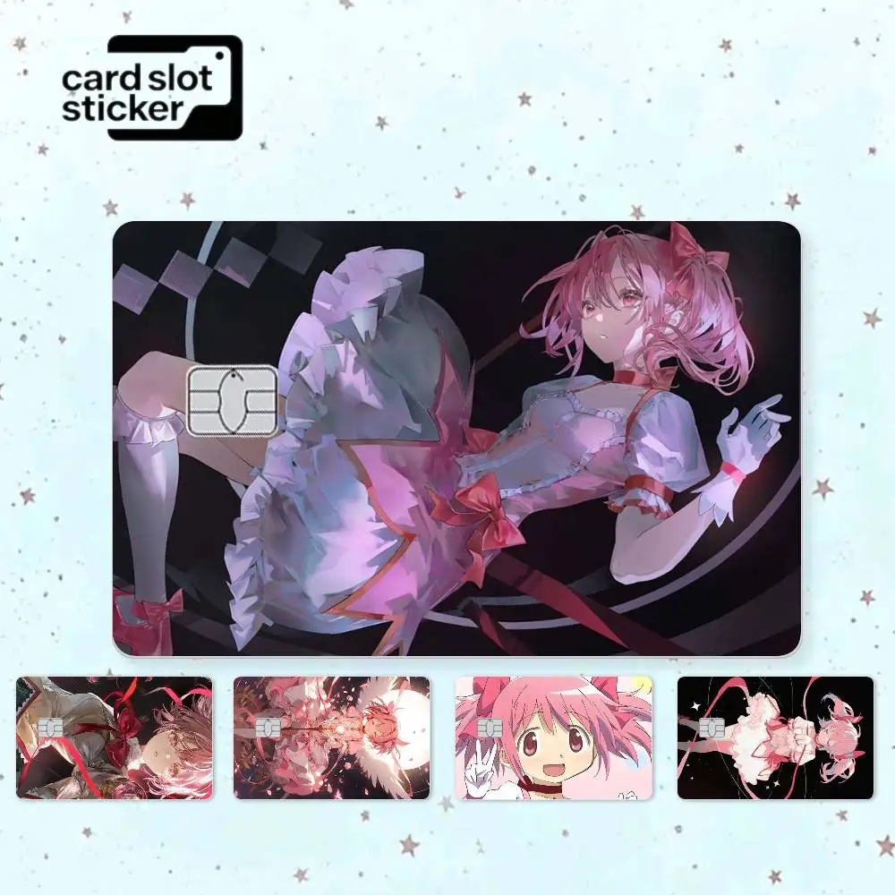 Cartoon New Puella Magi Madoka  Credit Card HD Stickers Game Card Decal Small Chip Waterproof Sticker Gift