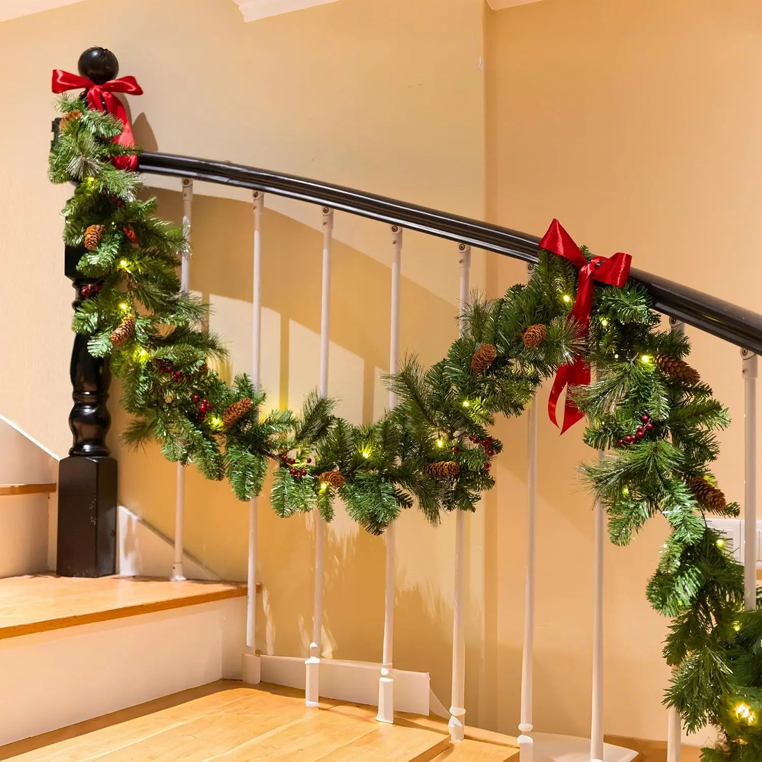 

9-Foot Carolina Pine Christmas Garland – Realistic Green Foliage for Table, Mantle & Fireplace | Indoor/Outdoor Holiday Decor