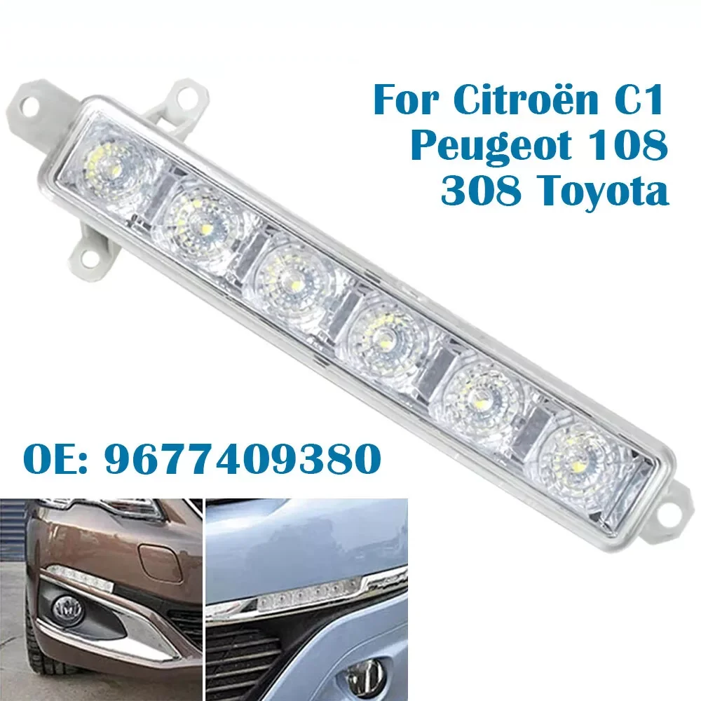 

DRL 6-LED Daytime Running Light Lamp S Front Bumper Fog Light Fog Lam For Citroen C1 Peugeot 107 108 9677409380 Car Styling