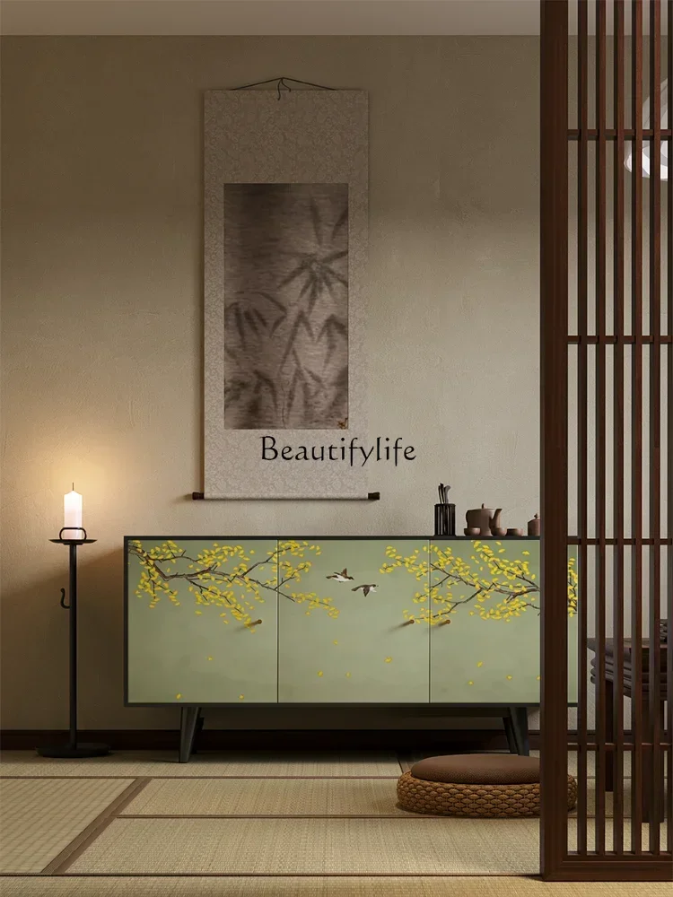 

GG8New Chinese Style Solid Wood Living Room Entrance Locker Decoration Modern Minimalist Cabinet