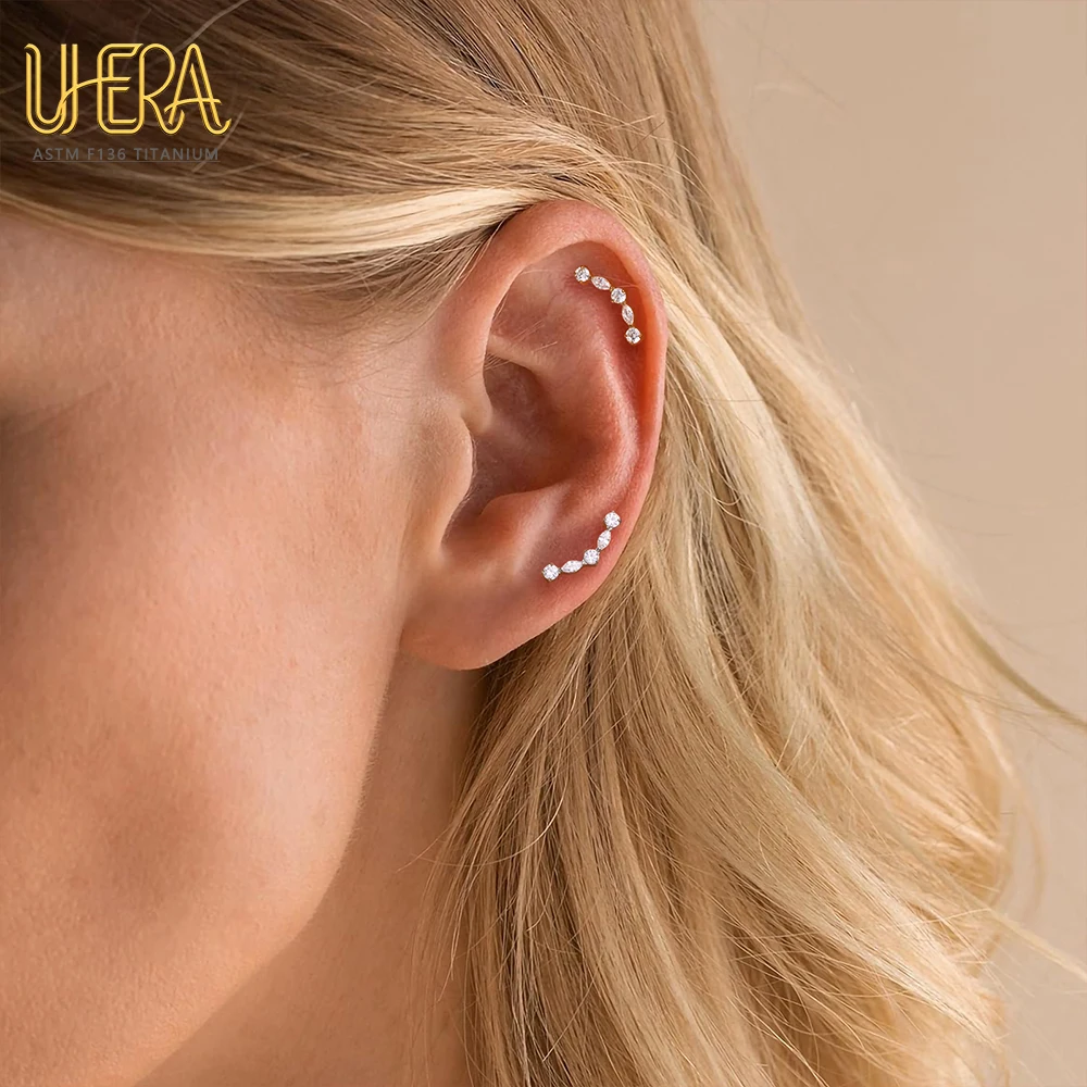 G23 ASTM F136 Titan Labret Stud mit Schmetterlings-Mond-Top und Baguette-Zirkonia, Innengewinde, für Knorpel-, Ohr-, Lippen- und Körperpiercings – Detail 14