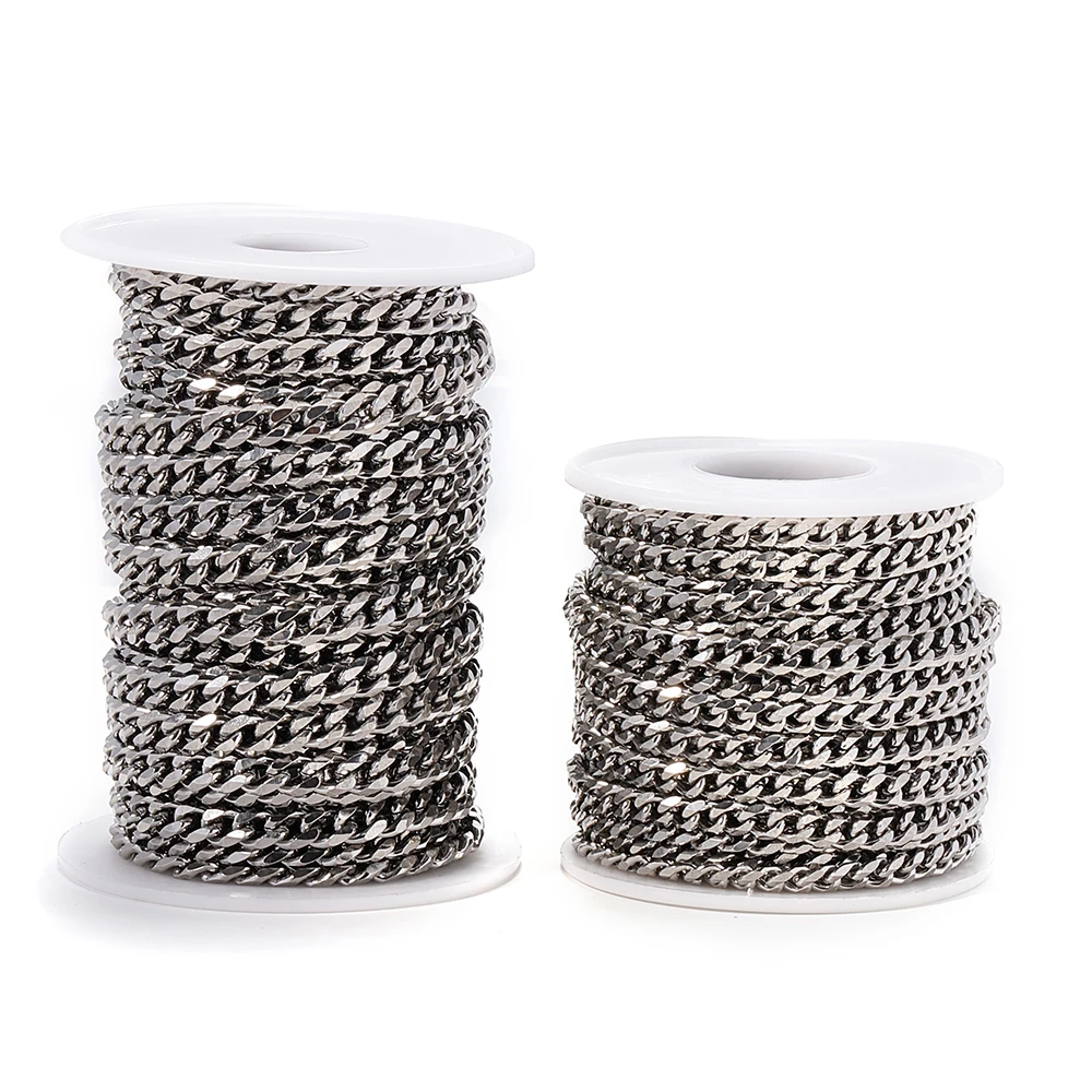 1meter Stainless Steel Curb Chain 5/6mm Link Bulk Jewelry Chains DIY Necklace Bracelet Accessories For Jewelry Making Findings