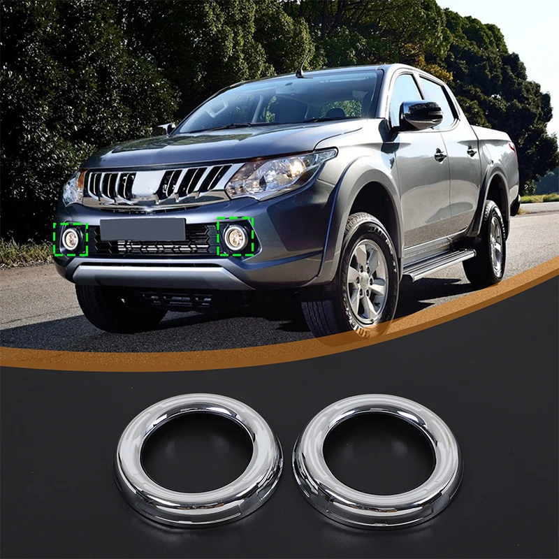 

2Pcs for Mitsubishi L200 Triton 2015-2018 ABS car front fog light frame decorative sticker exterior molding accessories