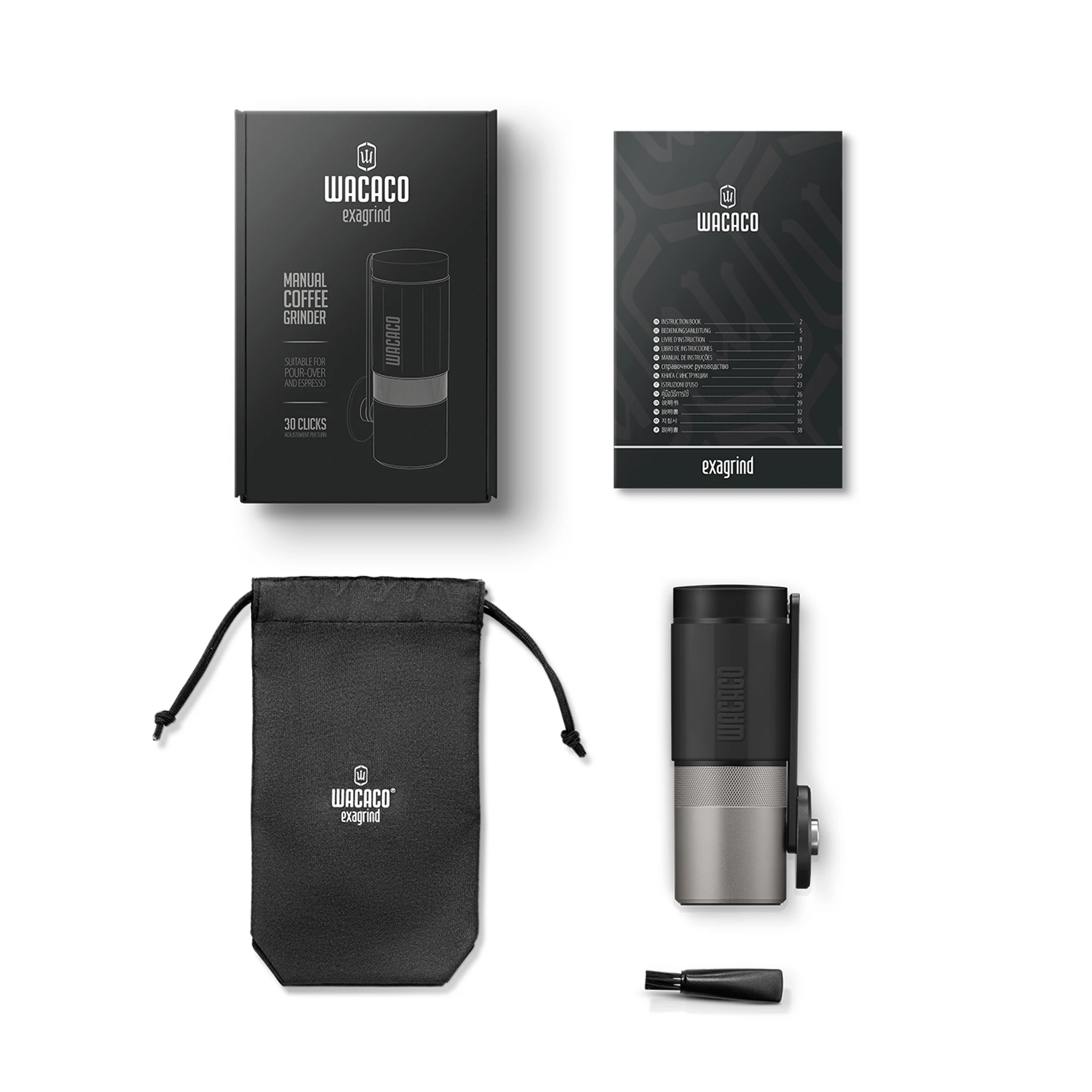 WACACO Exagrind, Portable Manual Coffee Grinder with Stainless Steel Conical Burr, Mini grinder