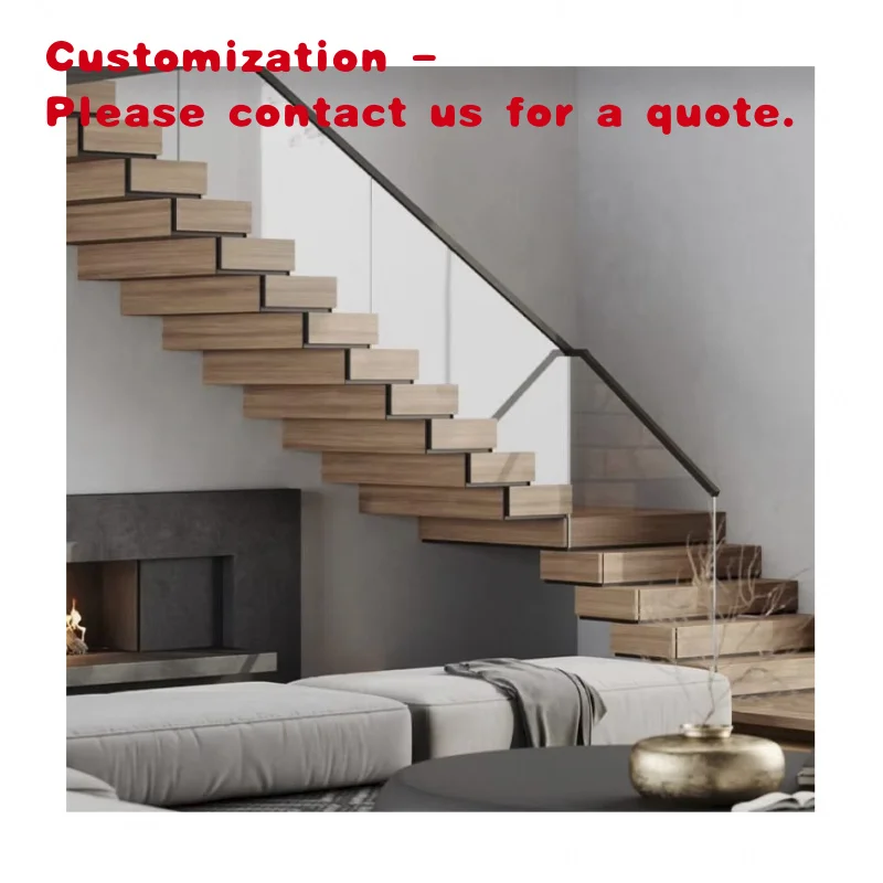 

custom.China Professional Factory's Modern Indoor Solid Wood Stacked Stairs with Glass Railing Customizable Design Hotel Vil