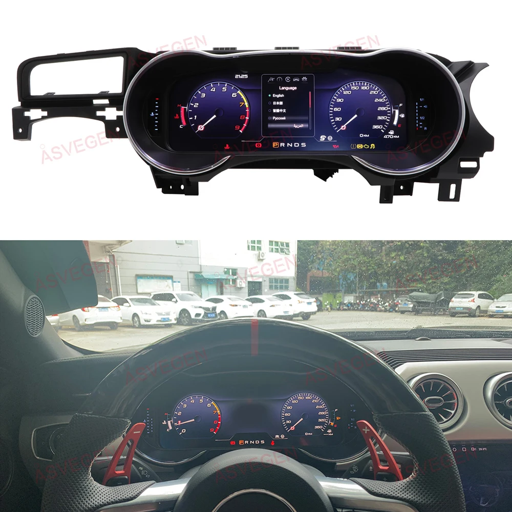 12.3" LCD Instrument Cluster For Ford Mustang 2015-2021 Left Hand Drive Digital Dashboard Speedometers Virtual Cockpit Panel